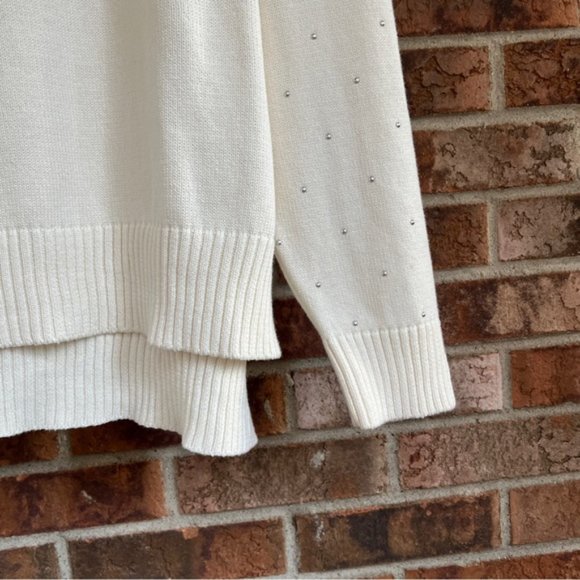 DKNY  * Studded 100% Cotton Turtleneck Jumper Sweater  EUC Size XL - Picture 7 of 14